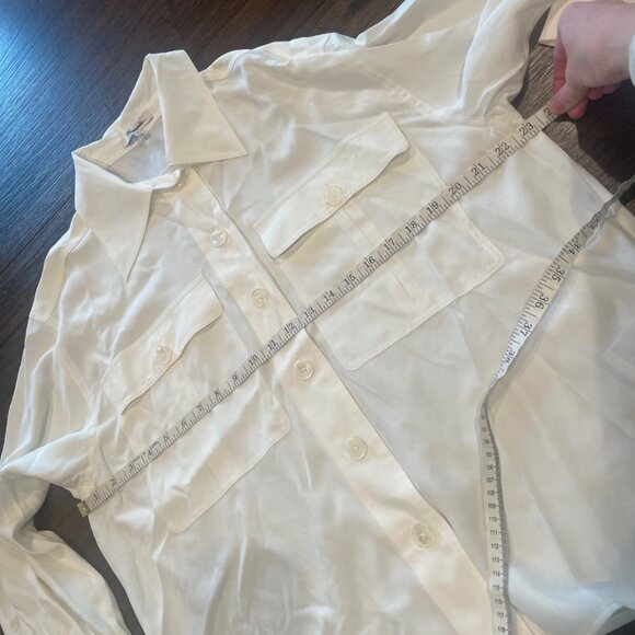 Madewell Women's Sz XL Silk Utility-Pocket Button-Up Shirt Off-White NU463 - Picture 9 of 12